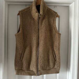 LOMON Womens Fuzzy Fleece Zip Up Sherpa Vest Jacket with Pockets